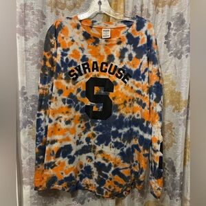 PINK Victoria's Secret Orange and Blue Tie-Dye Syracuse Shirt